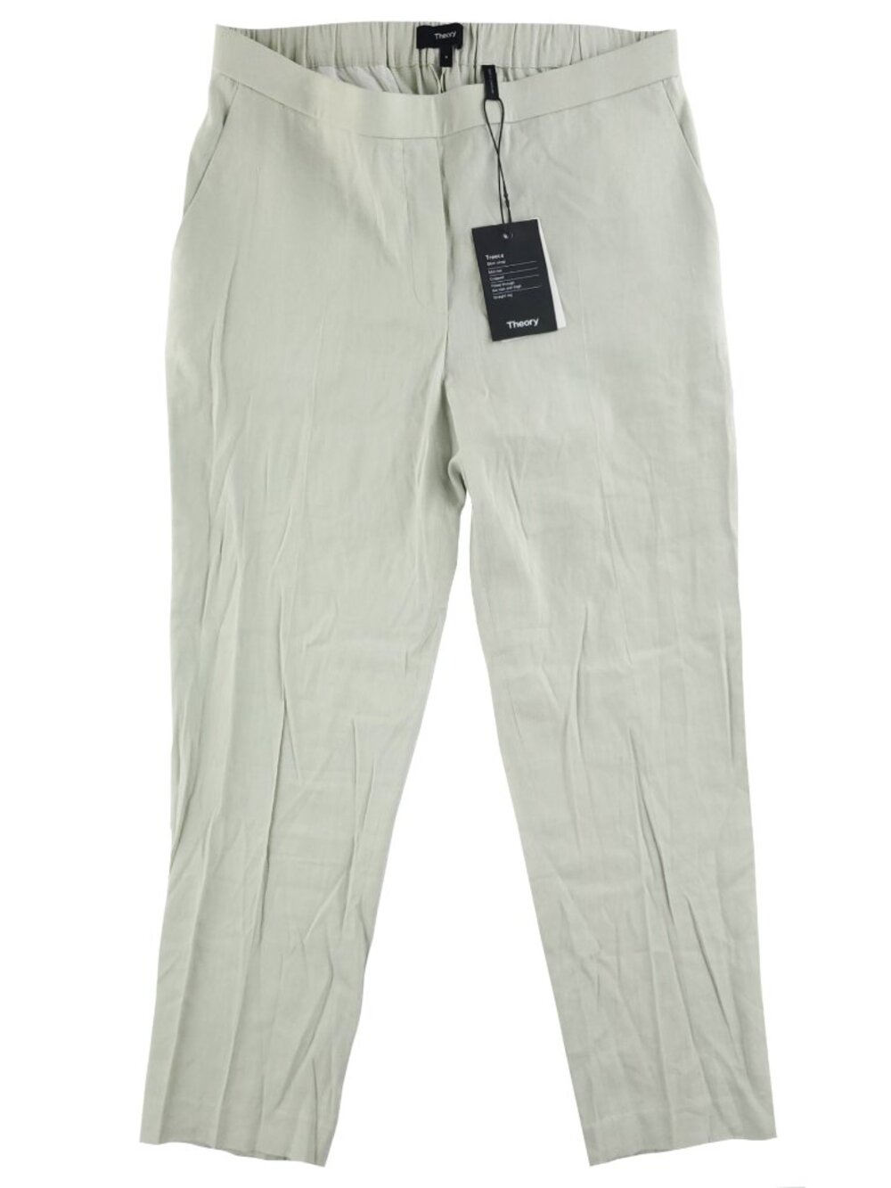 Theory Linen Pants Slim Crop Treeca Pull On Sleek Crunch Women "8" 30 Waist NWT